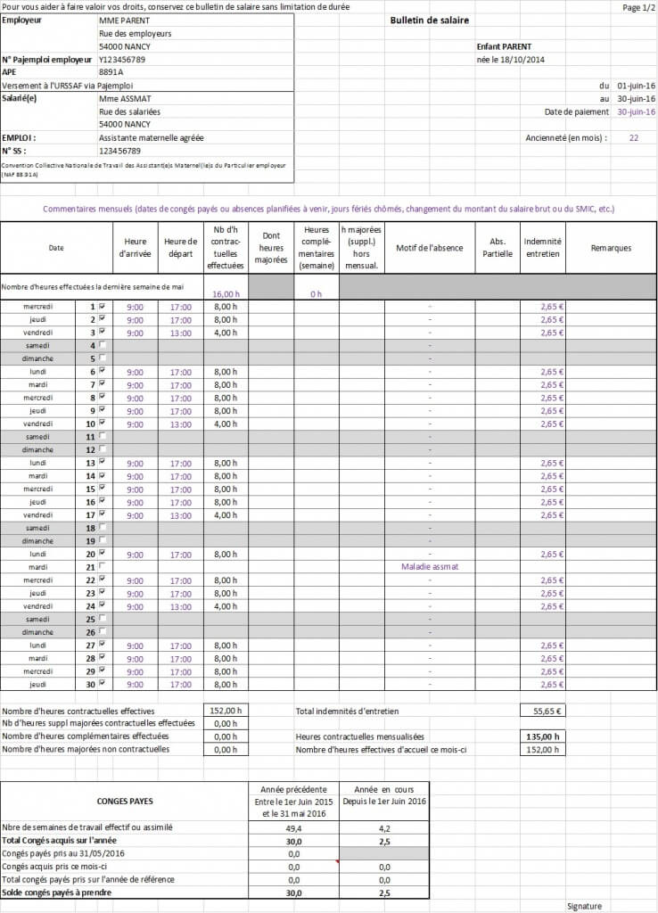 Ma Fiche De Paie D assistante Maternelle Devenir Assistante Maternelle Ma Fiche De Paie D assistante Maternelle Devenir Assistante Maternelle